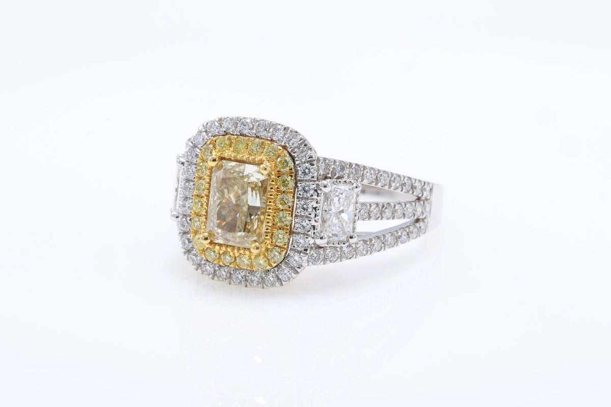 GIA Radiant Diamond Halo Ring, 1.07 ct in 18K white gold — view 2