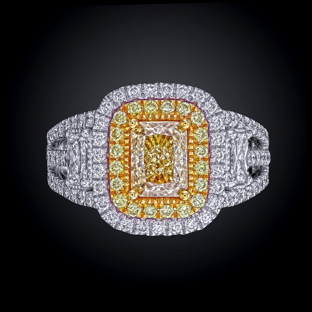 GIA Radiant Diamond Halo Ring, 1.07 ct in 18K white gold — view 3