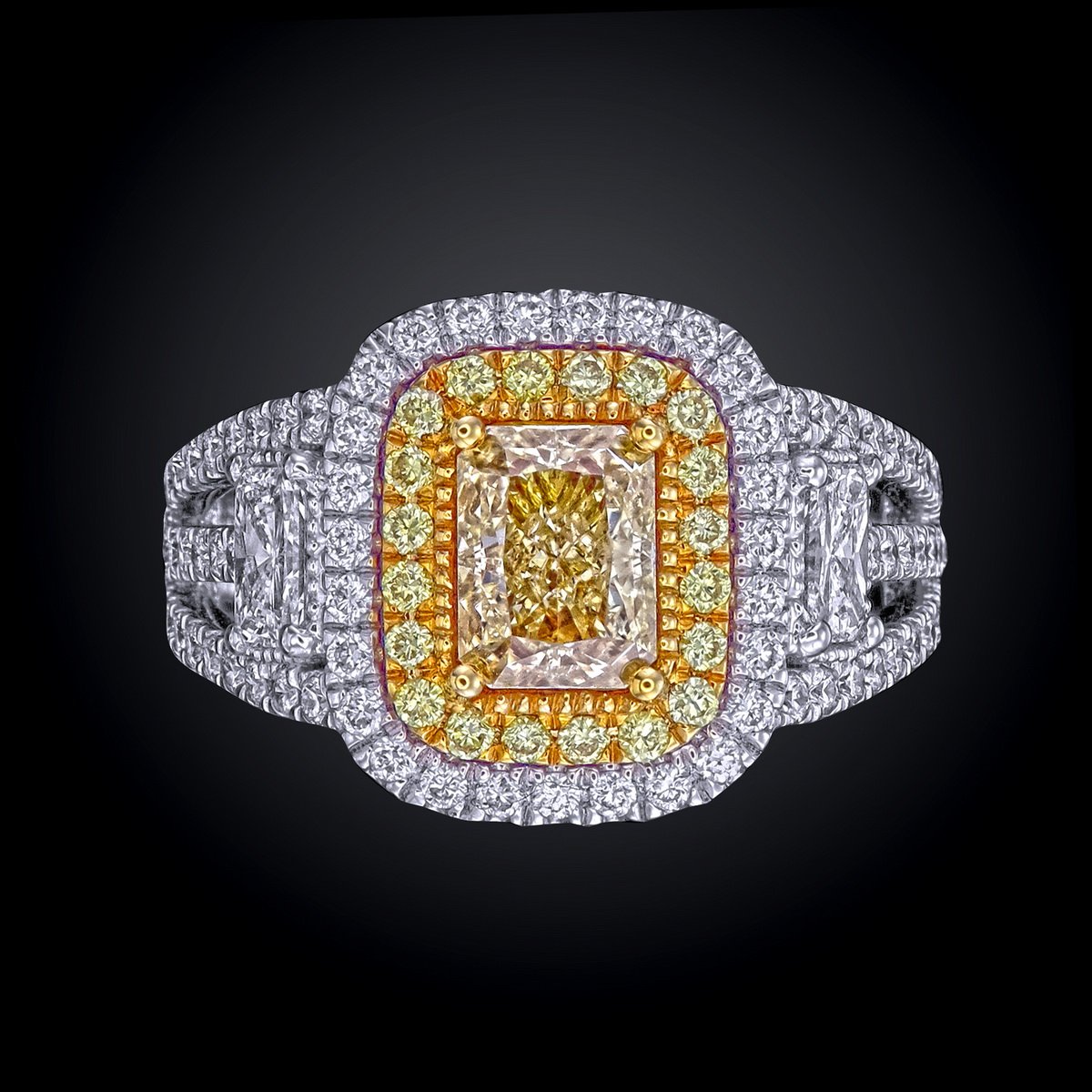 GIA Radiant Diamond Halo Ring, 1.07 ct in 18K white gold — view 3