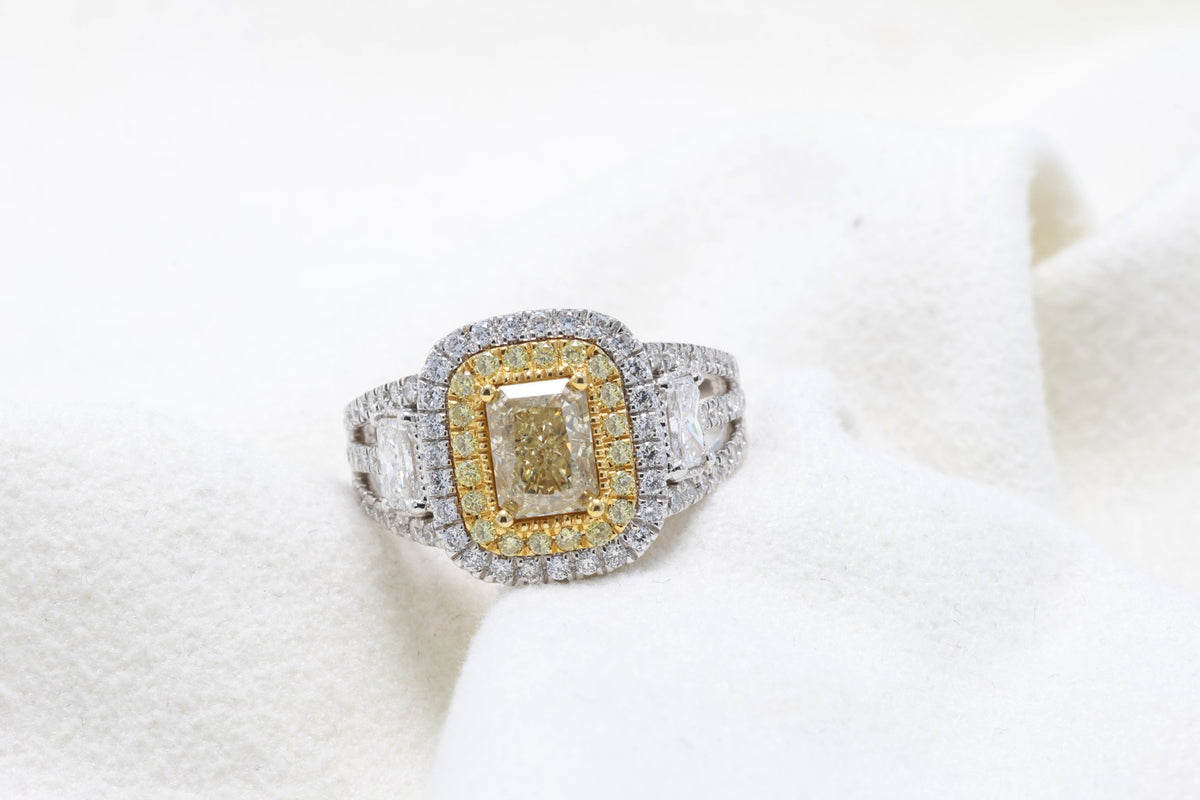 GIA Radiant Diamond Halo Ring, 1.07 ct in 18K white gold — view 4