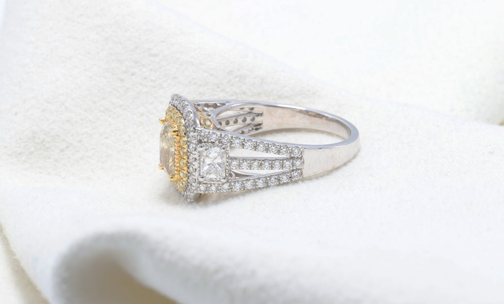 GIA Radiant Diamond Halo Ring, 1.07 ct in 18K white gold — view 5