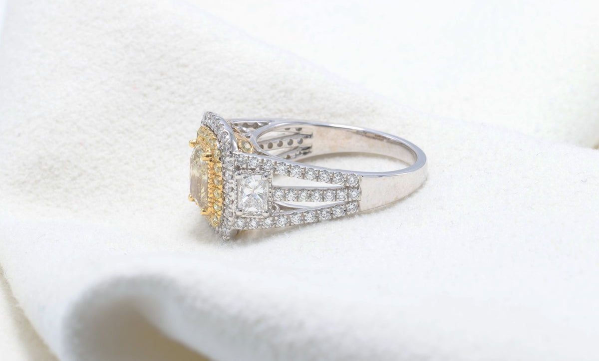 GIA Radiant Diamond Halo Ring, 1.07 ct in 18K white gold — view 5