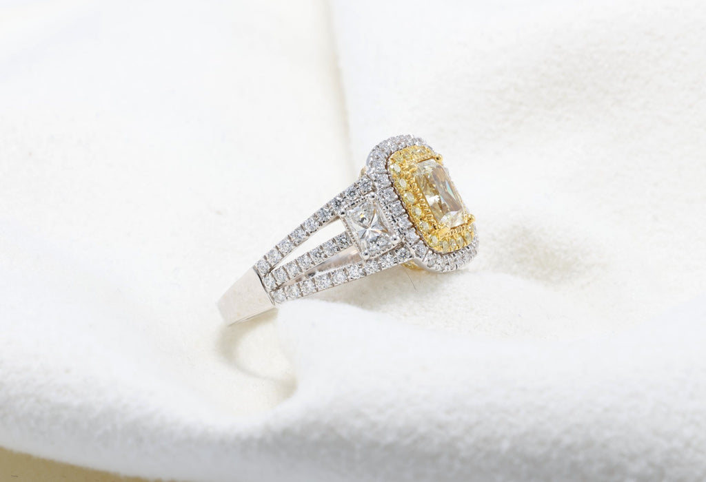 GIA Radiant Diamond Halo Ring, 1.07 ct in 18K white gold — view 8