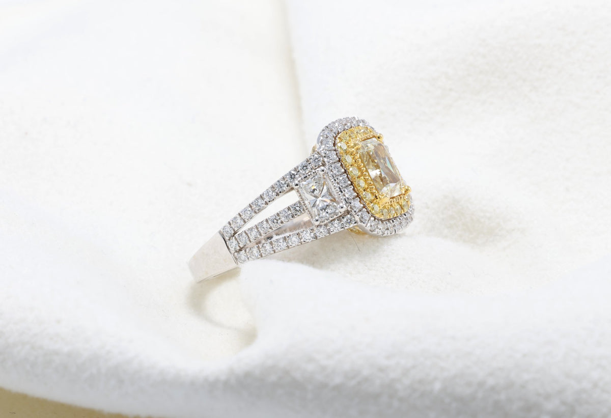 GIA Radiant Diamond Halo Ring, 1.07 ct in 18K white gold — view 8