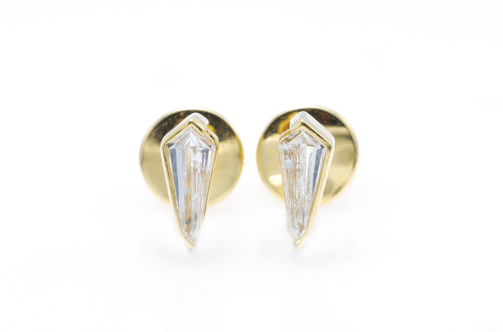 Kite Diamond Stud Earrings in 18K yellow gold — view 1