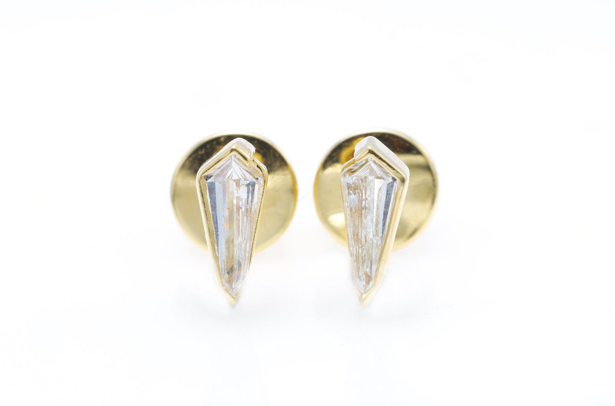 Kite Diamond Stud Earrings in 18K yellow gold — view 1