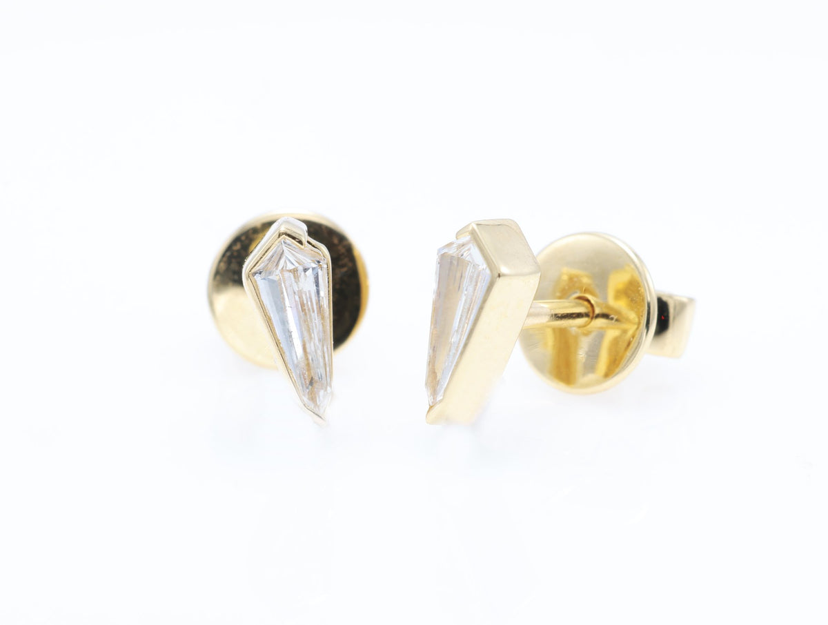 Kite Diamond Stud Earrings in 18K yellow gold — view 4