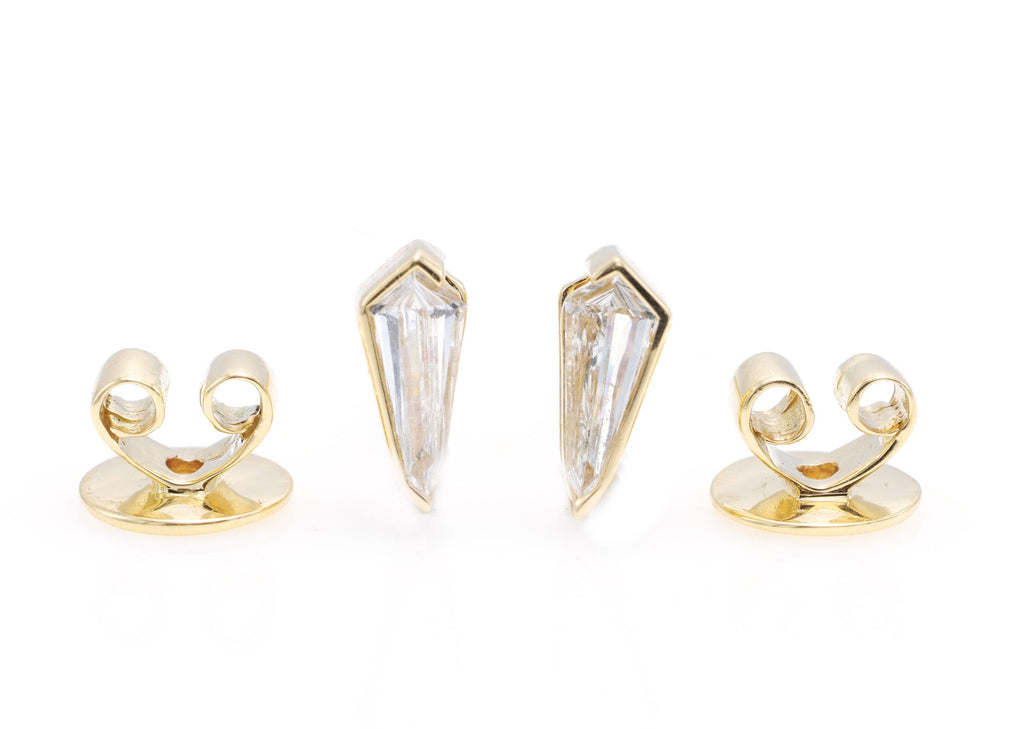 Kite Diamond Stud Earrings in 18K yellow gold — view 6