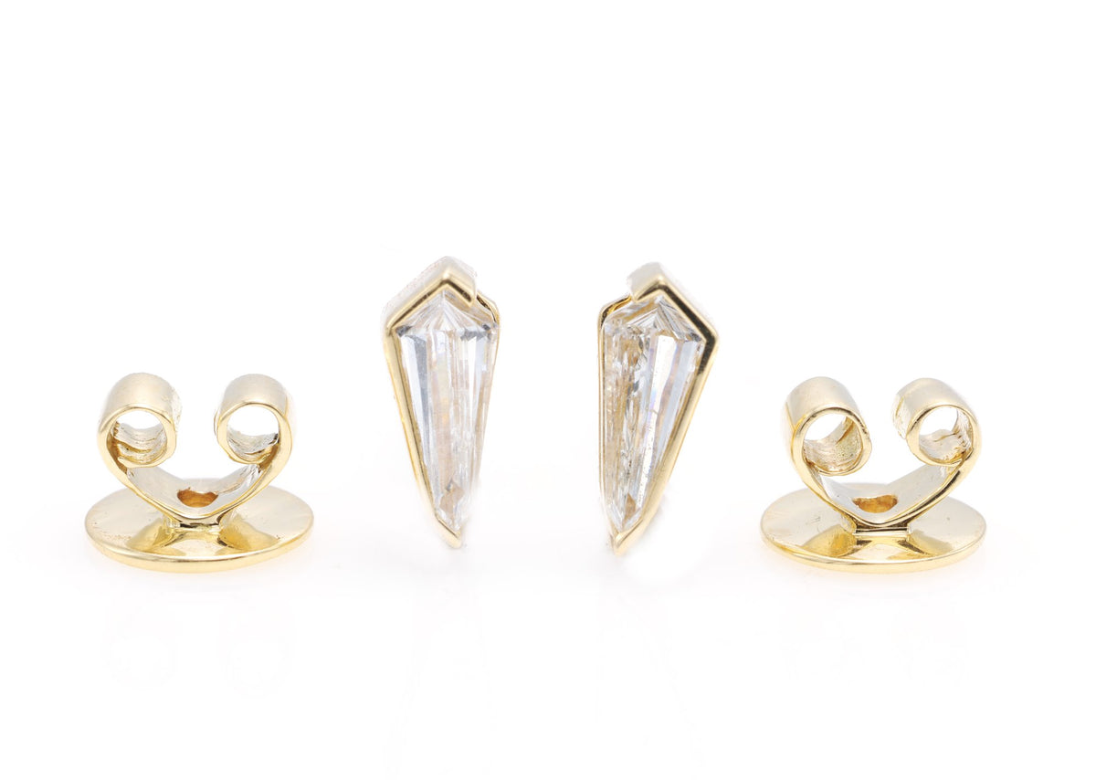 Kite Diamond Stud Earrings in 18K yellow gold — view 6