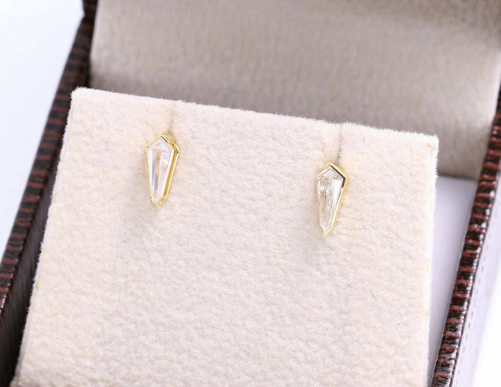 Kite Diamond Stud Earrings in 18K yellow gold — view 8