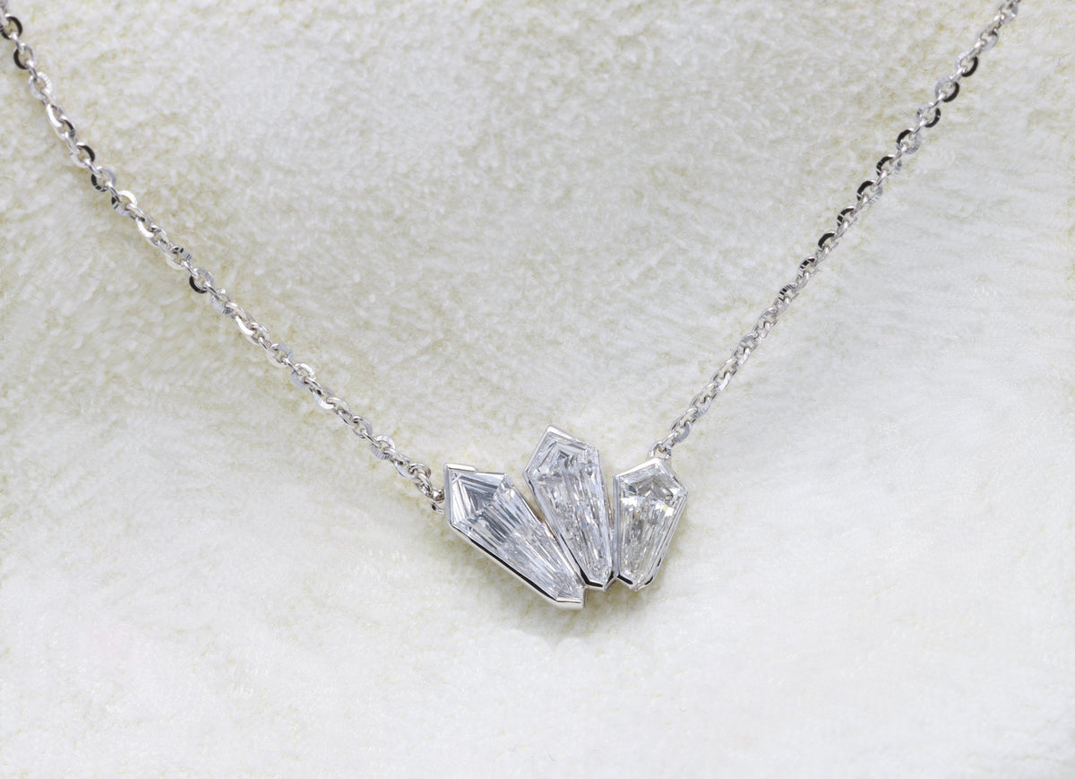 Kite Diamond Trio Pendant in 18K white gold — view 3