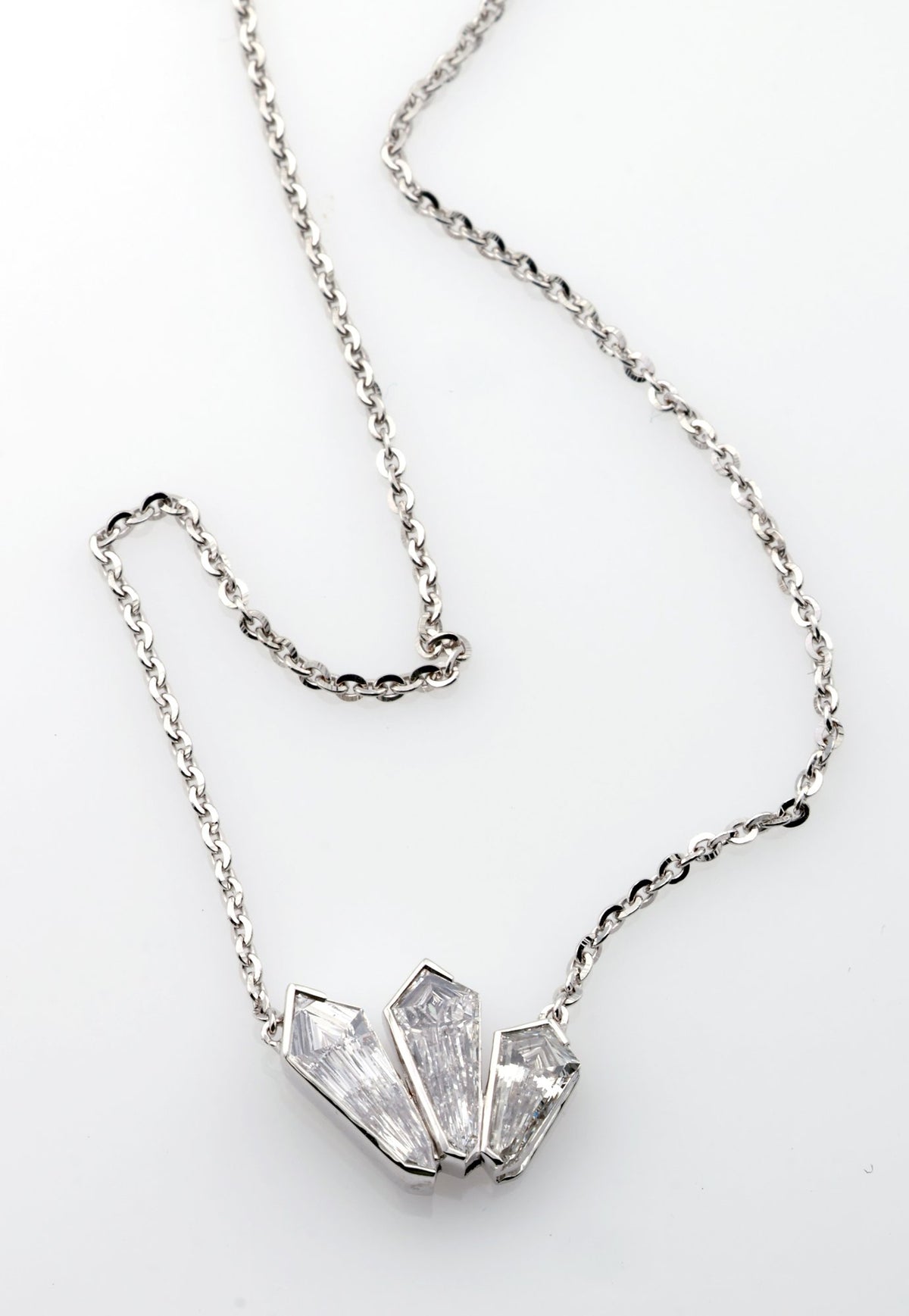 Kite Diamond Trio Pendant in 18K white gold — view 4