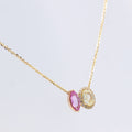Marquise Pink Sapphire & Yellow Diamond Toi et Moi Pendant in 18K yellow gold — view 1