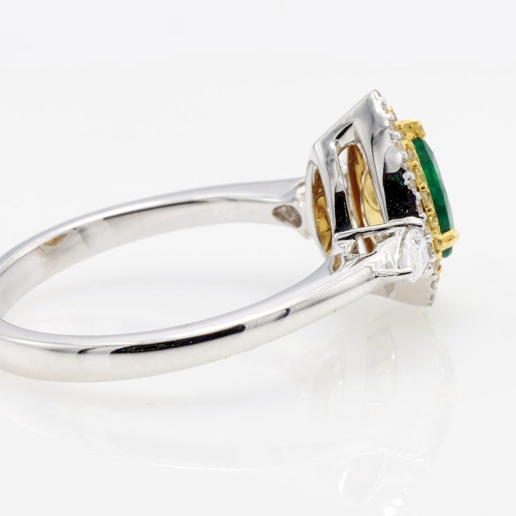Pear Emerald Double-Halo Ring