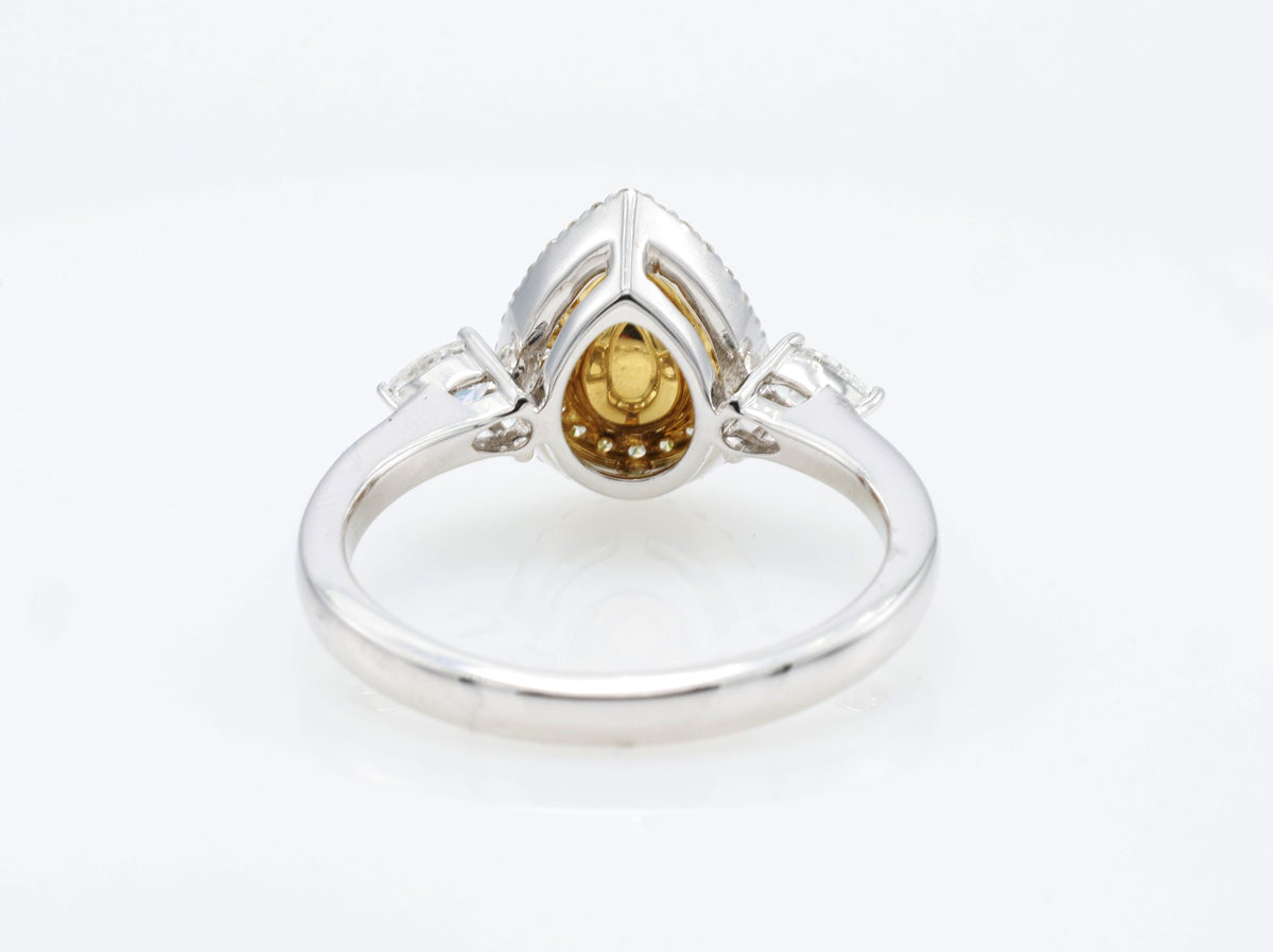 Pear Emerald Double-Halo Ring in 18K two-tone gold — view 4