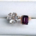 Pigeon Blood Ruby & Flower Diamond Ring