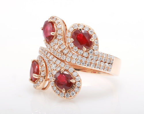 Pigeon Blood Ruby Swirl Cocktail Ring in 18K rose gold — view 2