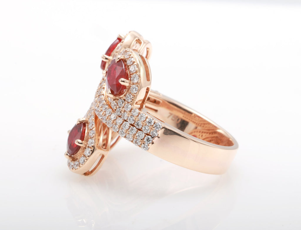 Pigeon Blood Ruby Swirl Cocktail Ring in 18K rose gold — view 4