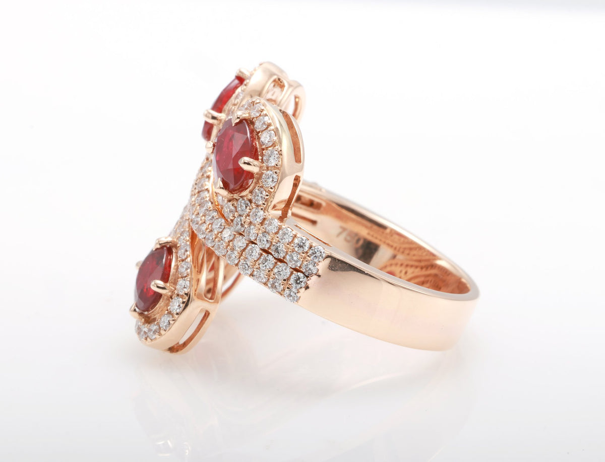 Pigeon Blood Ruby Swirl Cocktail Ring in 18K rose gold — view 4