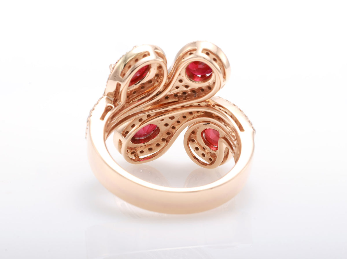 Pigeon Blood Ruby Swirl Cocktail Ring in 18K rose gold — view 5