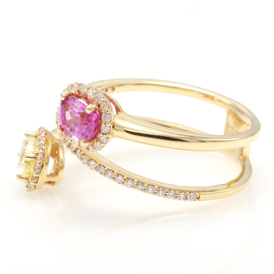 Pink Sapphire & Fancy Yellow Diamond Wrap Ring