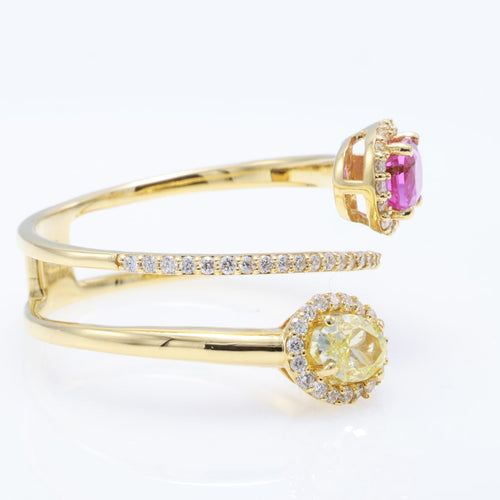 Pink Sapphire & Fancy Yellow Diamond Wrap Ring — view 2
