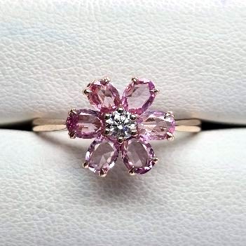 Pink Sapphire Flower Ring