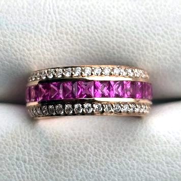 Pink Sapphire Princess-Cut Band