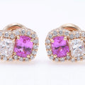 Pink Sapphire & Radiant Diamond Earrings