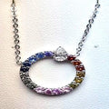 Rainbow Sapphire Circle Pendant