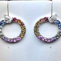 Rainbow Sapphire Hoop Earrings