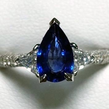 Royal Blue Pear Sapphire Ring