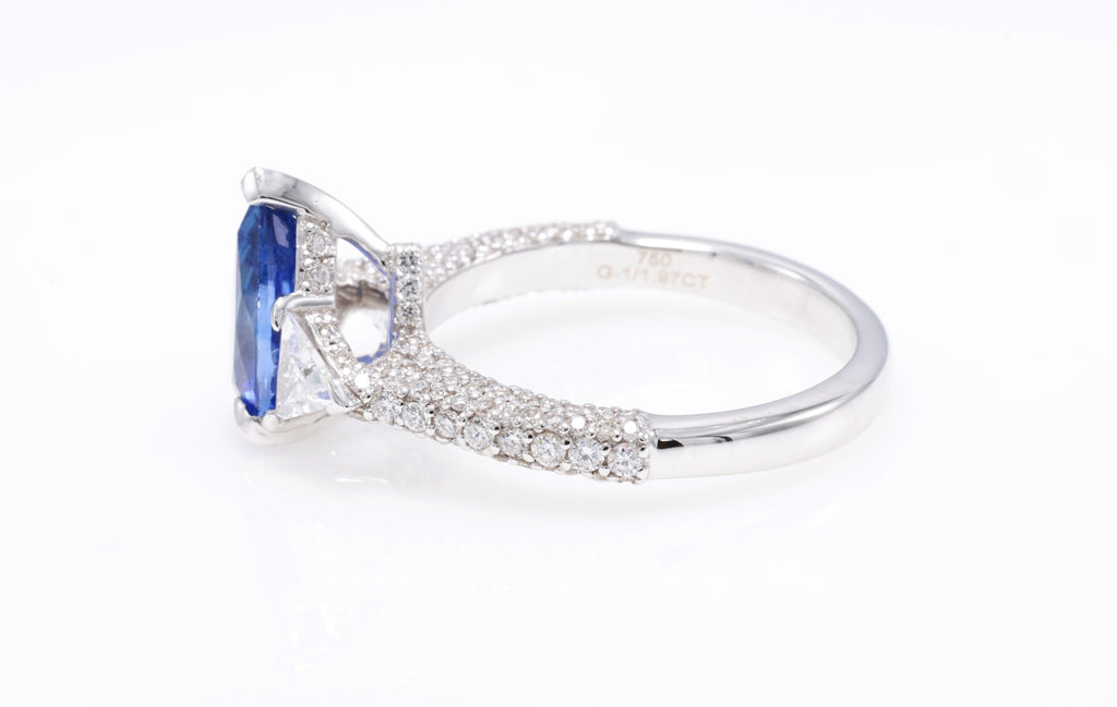 Royal Blue Pear Sapphire Ring in 18K white gold — view 5