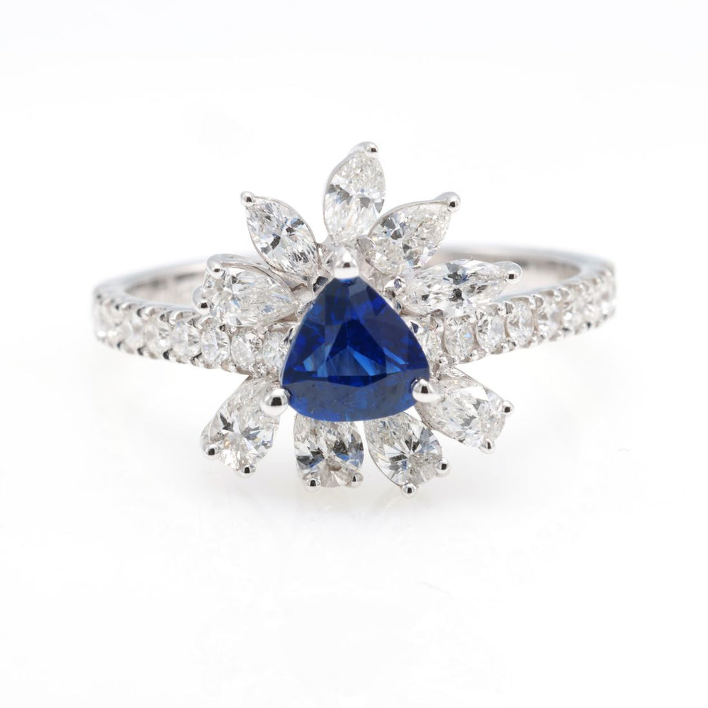 Royal Blue Sapphire & Marquise Diamond Ring