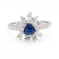 Royal Blue Sapphire & Marquise Diamond Ring
