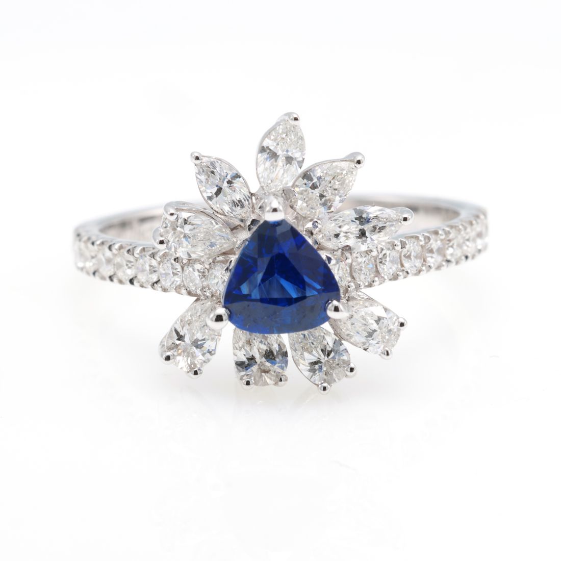 Royal Blue Sapphire & Marquise Diamond Ring