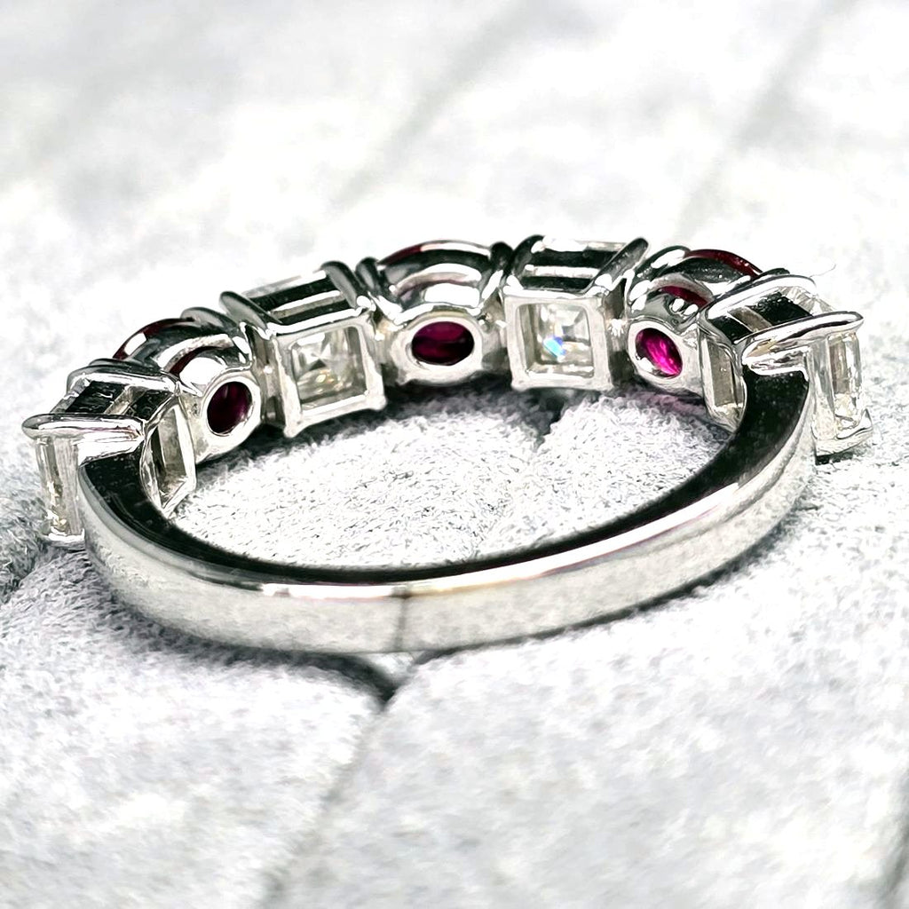 Ruby & Asscher Diamond Five-Stone Ring