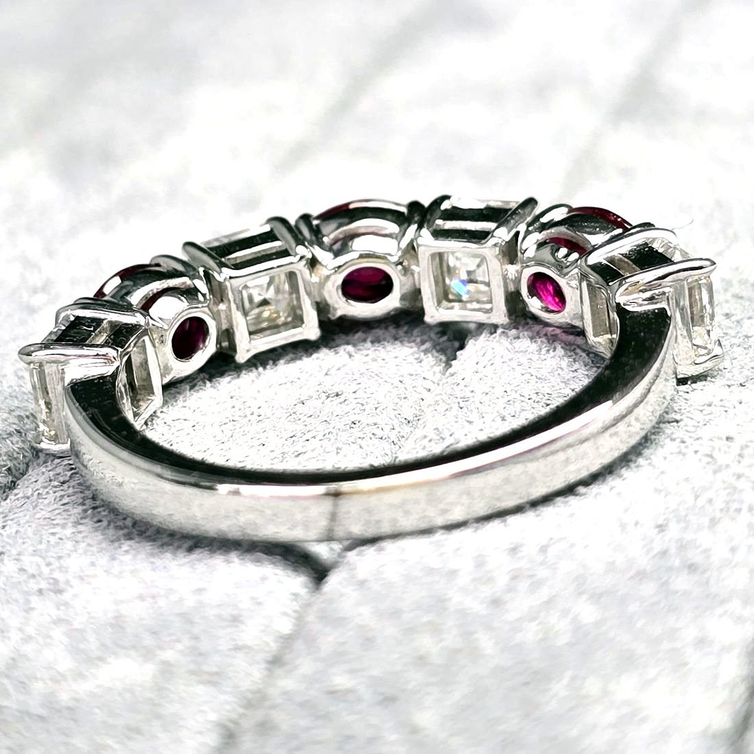 Ruby & Asscher Diamond Five-Stone Ring