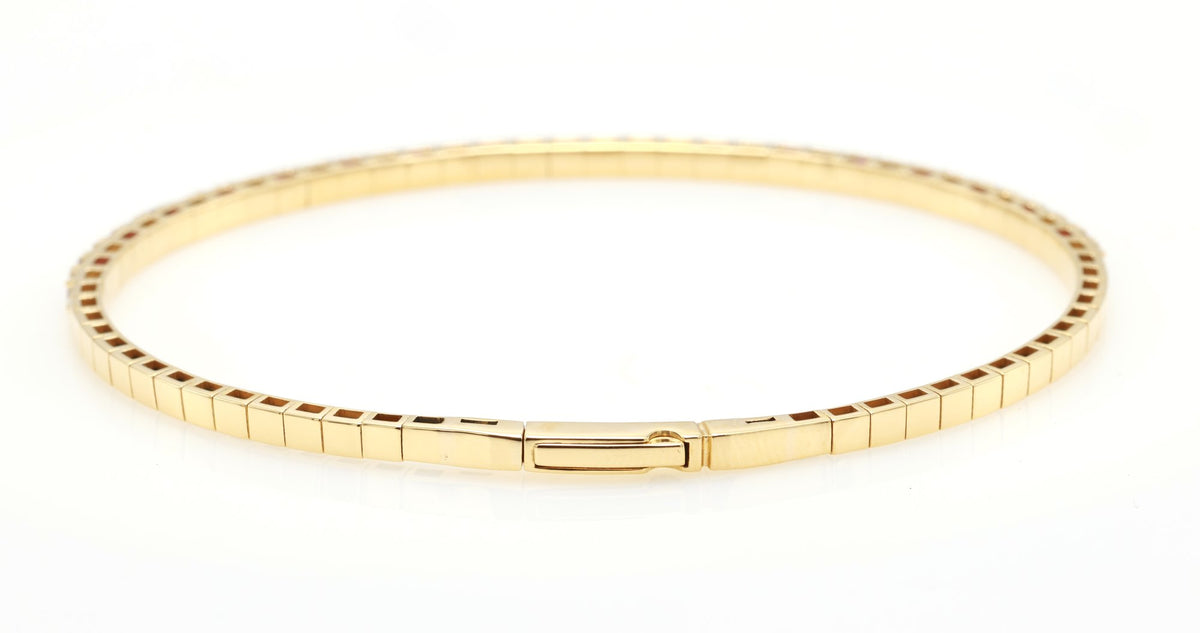 Ruby & Diamond Half-Eternity Bangle in 18K yellow gold — view 6
