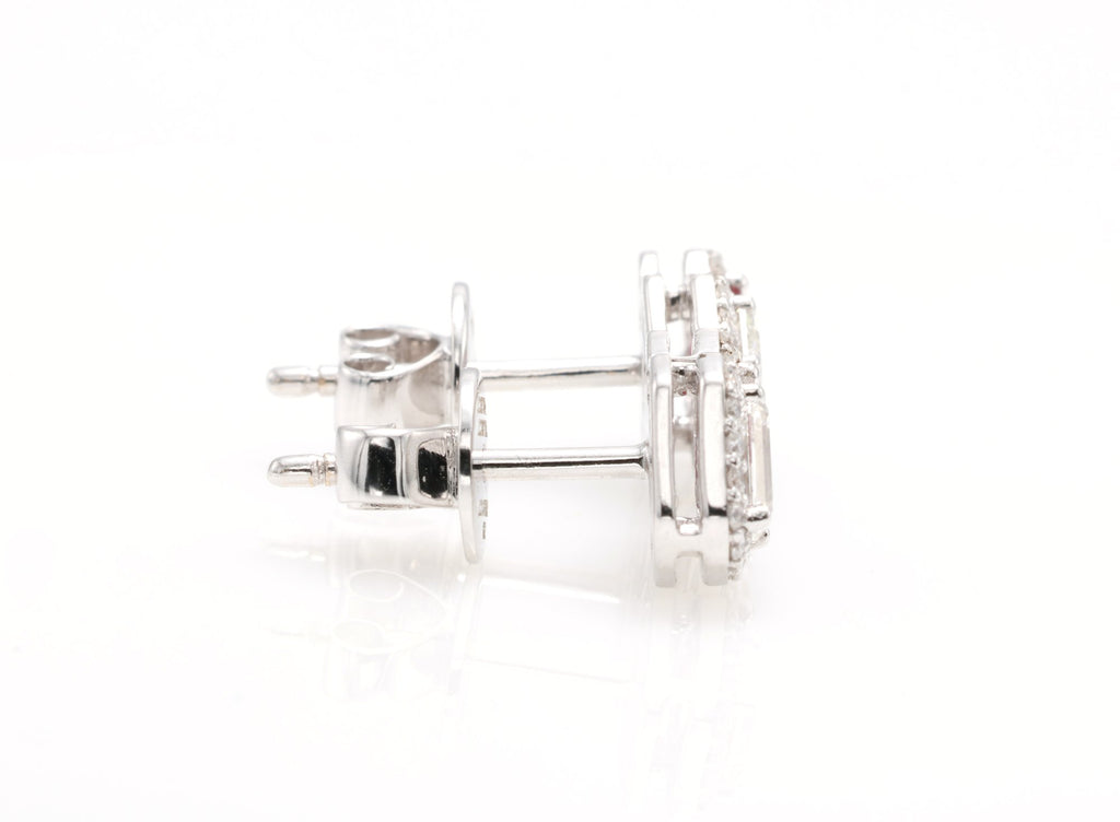Ruby & GIA Emerald-Cut Diamond Toi et Moi Earrings in 18K white gold — view 7