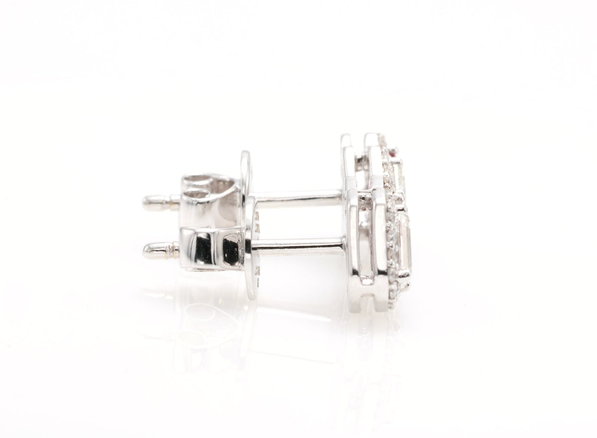 Ruby & GIA Emerald-Cut Diamond Toi et Moi Earrings in 18K white gold — view 7