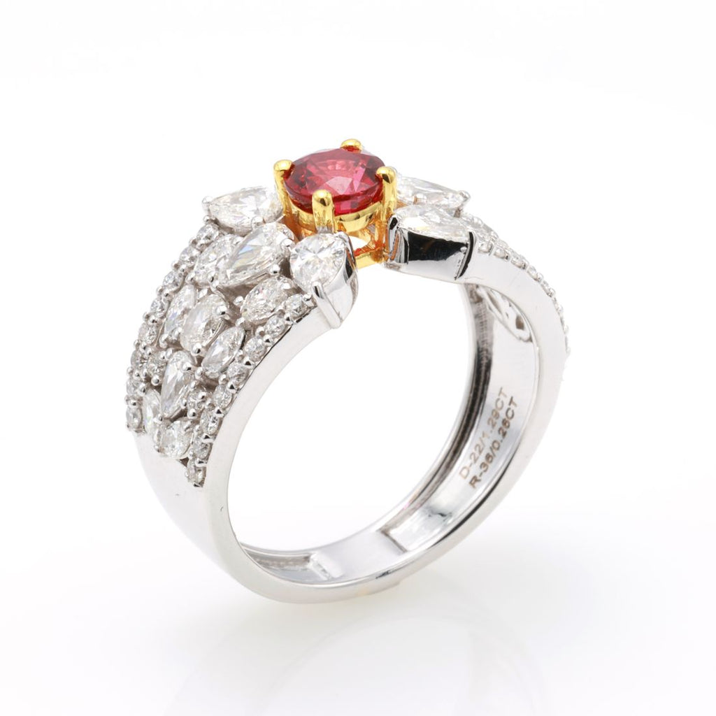 Ruby & Marquise Diamond Wide Ring