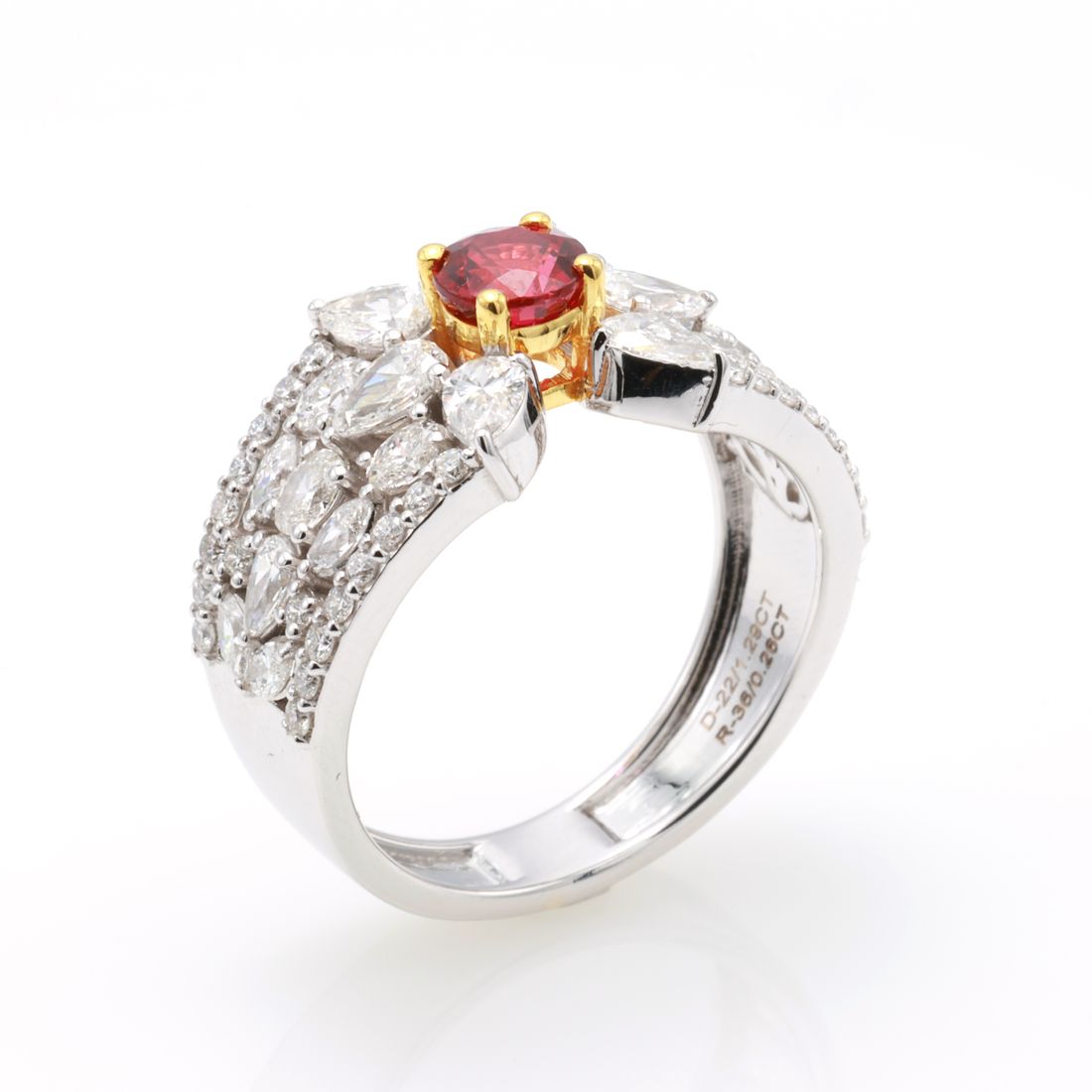Ruby & Marquise Diamond Wide Ring