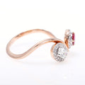Ruby & Oval Diamond Swirl Ring