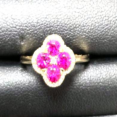 Ruby Quatrefoil Halo Ring