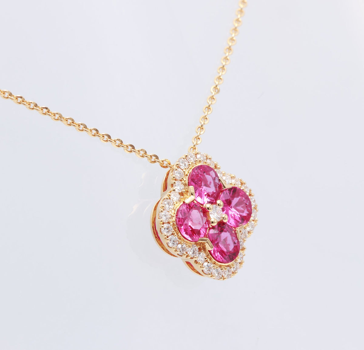 Ruby Quatrefoil Pendant Necklace in 18K rose gold — view 3