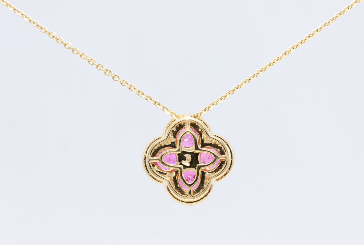 Ruby Quatrefoil Pendant Necklace in 18K rose gold — view 5