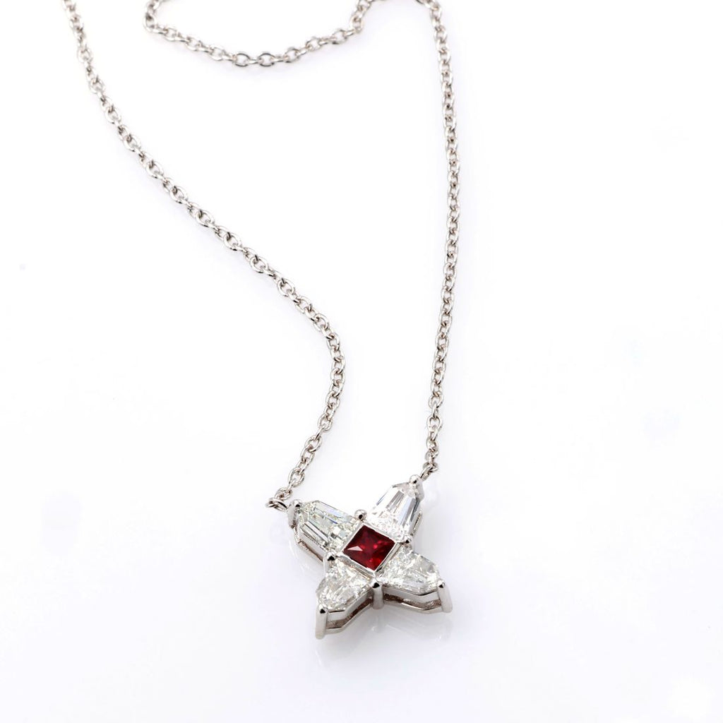 Ruby & Shield Diamond Star Pendant