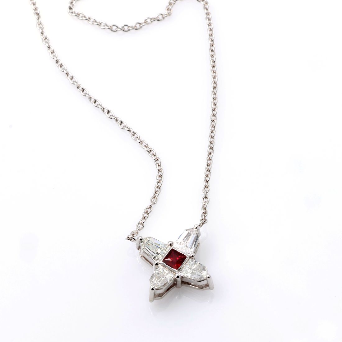 Ruby & Shield Diamond Star Pendant