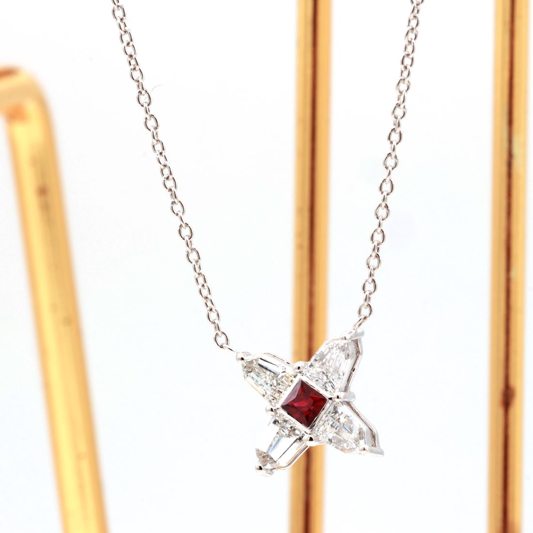 Ruby & Shield Diamond Star Pendant — view 2